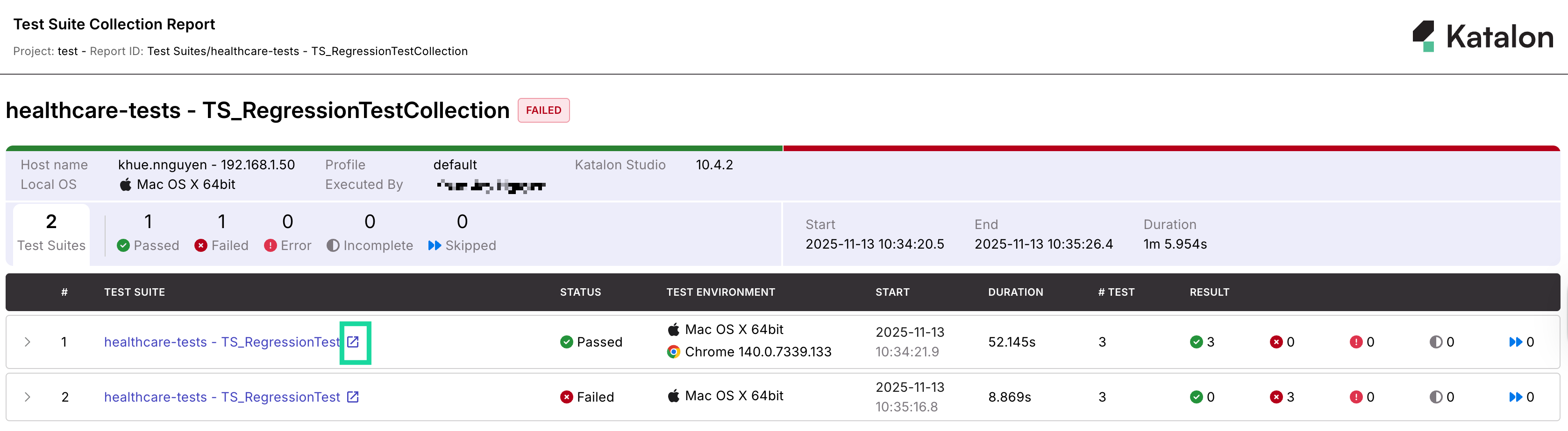 Test suite collection shortcut icon
